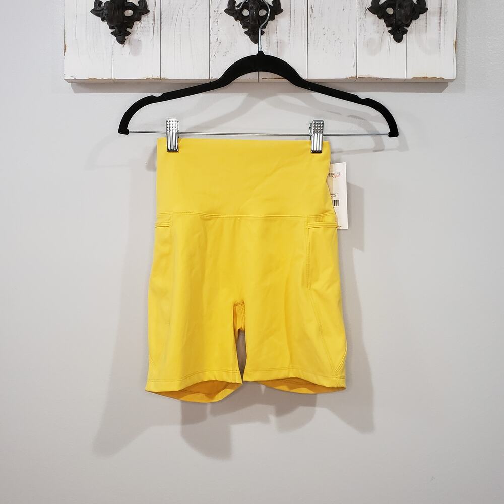 Born Primitive Eccentric Biker Shorts Yellow Size S NWT High Rise Pockets